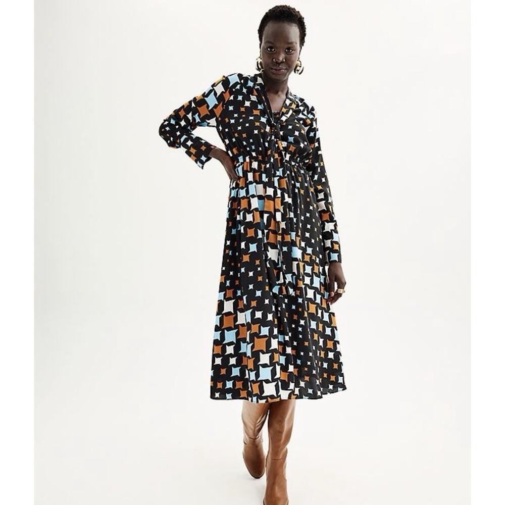 Nine West Puff Sleeve Midi Dress. Large